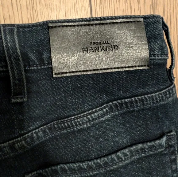 🆕 7 For All Mankind NWT 27 Easy Slim Ripped Knee JEANS Dark Faded Wash NEW NWT