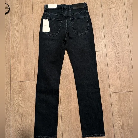 🆕 7 For All Mankind NWT 27 Easy Slim Ripped Knee JEANS Dark Faded Wash NEW NWT