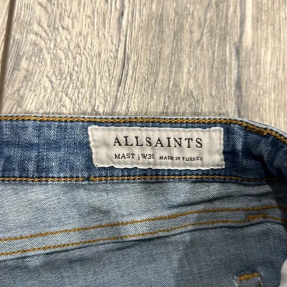 • All Saints • Mast Low Rise Skinny Jeans Washed Indigo Blue 30 Women’s