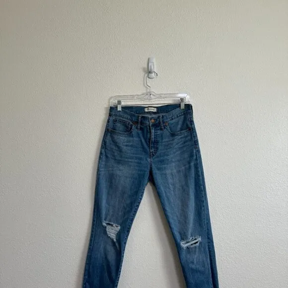 🦋 MADEWELL 9&quot; Mid-Rise Skinny Jeans in Frankie Wash Torn Edition Size 29