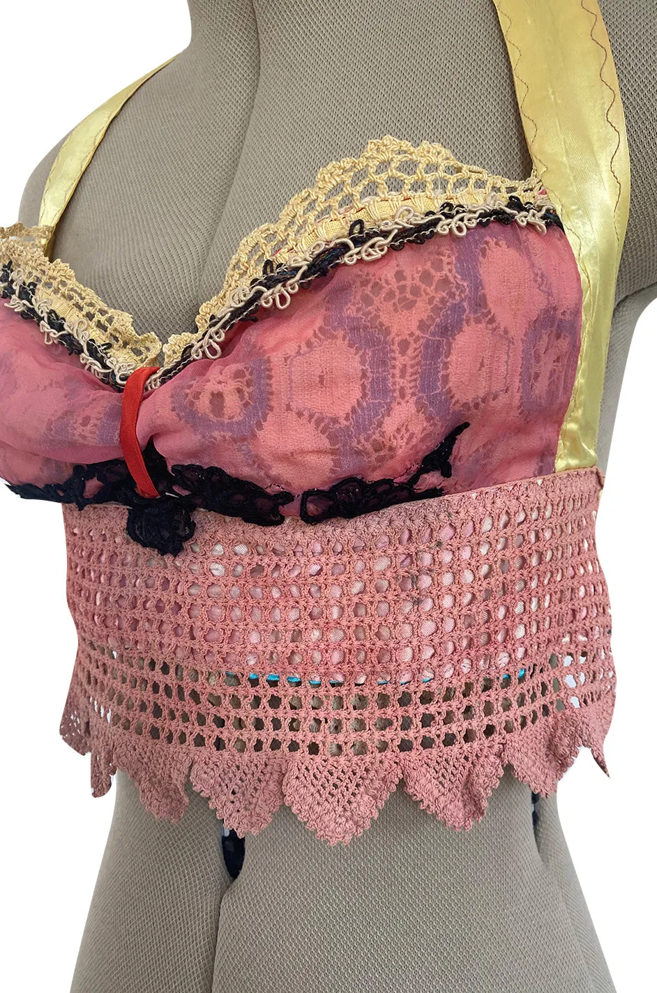 1960s Handmade Crocheted Halter Top that is Reversible from Pink to Blue
