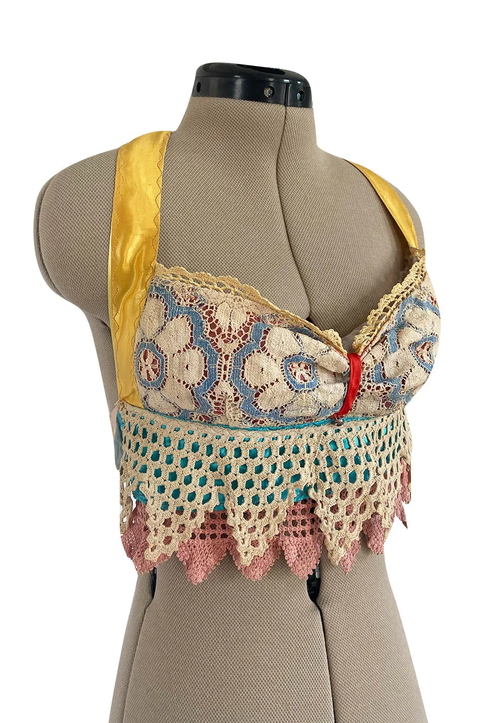 1960s Handmade Crocheted Halter Top that is Reversible from Pink to Blue