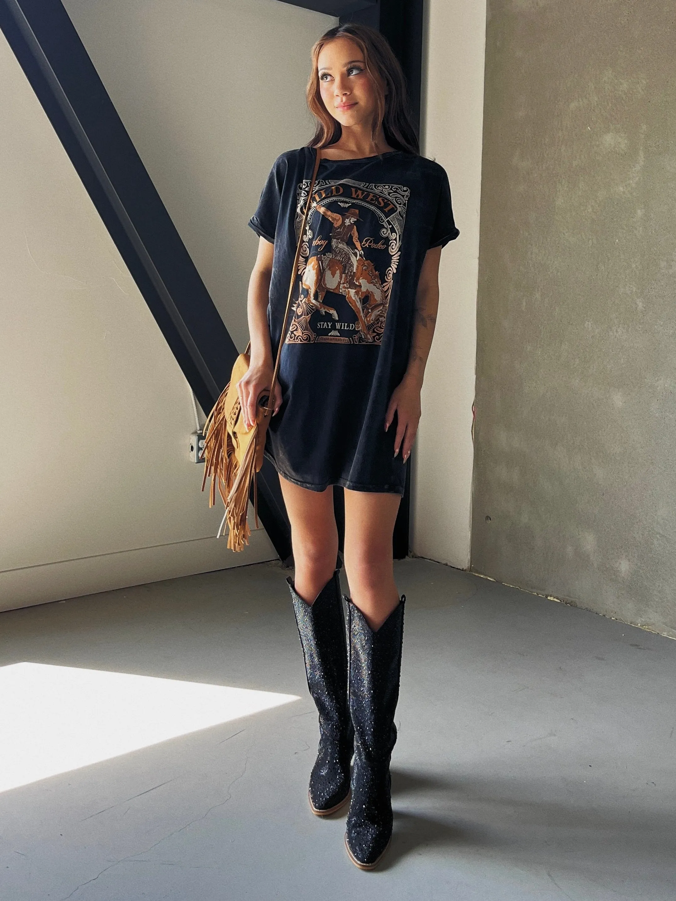 27 Wild West Cowboy Rodeo T-Shirt Dress