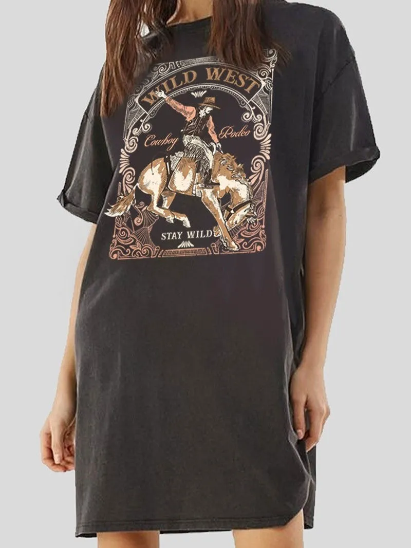 27 Wild West Cowboy Rodeo T-Shirt Dress
