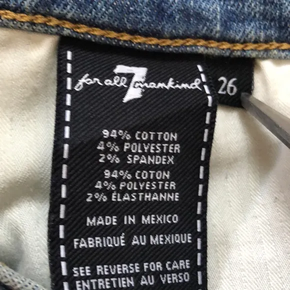 7 FAM Skinny Jeans with Eye Patchwork