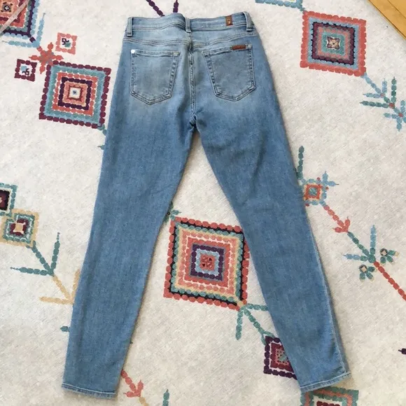 7 FAM Skinny Jeans with Eye Patchwork