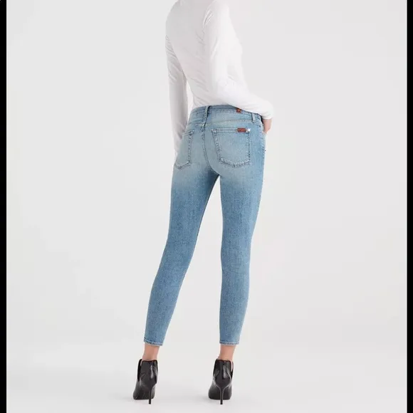 7 FAM Skinny Jeans with Eye Patchwork