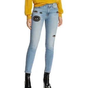 7 FAM Skinny Jeans with Eye Patchwork