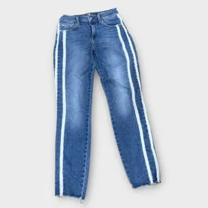 7 for all Mankind The Ankle Skinny Racing Stripe Denim Jeans size 26