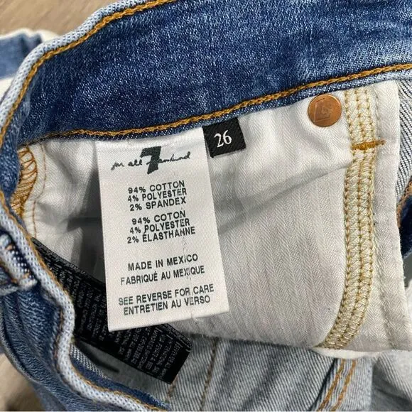 7 for all Mankind The Ankle Skinny Racing Stripe Denim Jeans size 26