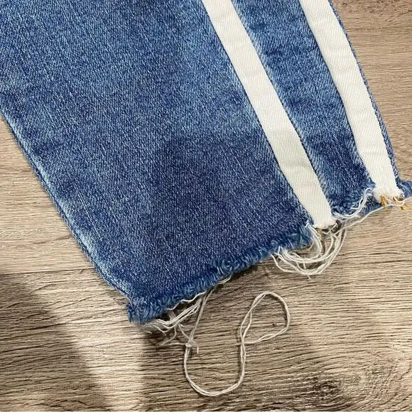 7 for all Mankind The Ankle Skinny Racing Stripe Denim Jeans size 26