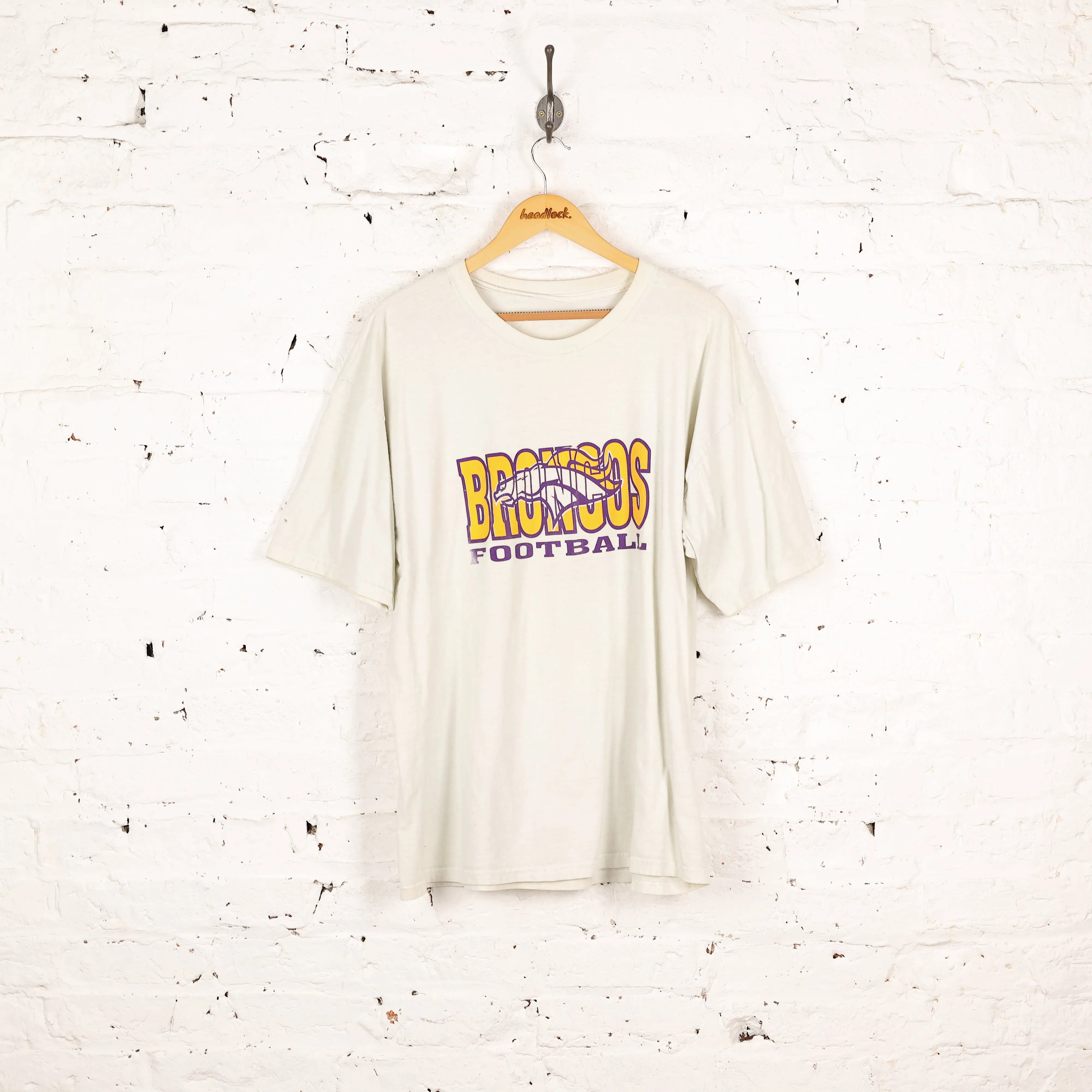 90s Denver Broncos Football T Shirt - White - XL