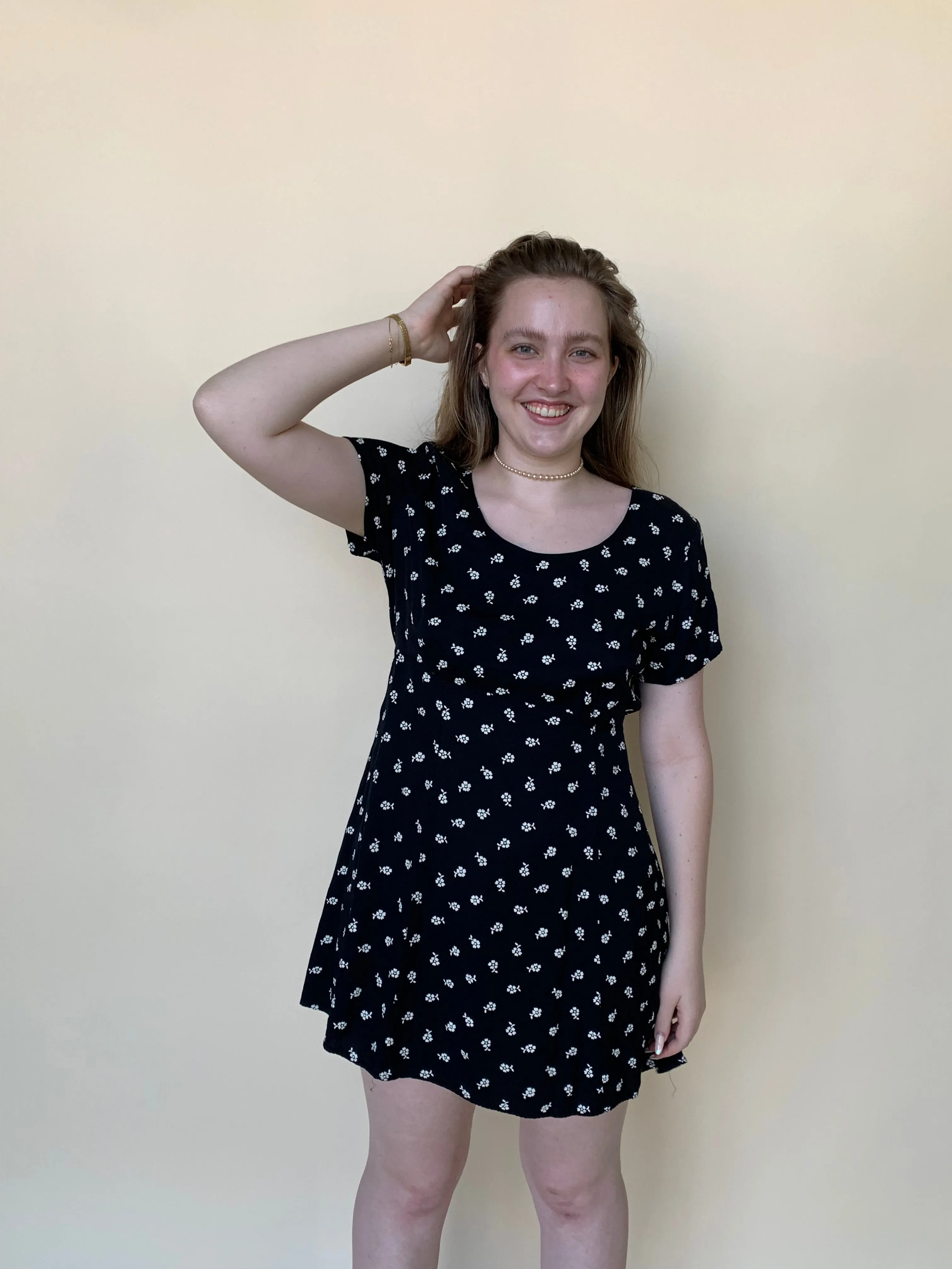 90s flower print mini dress