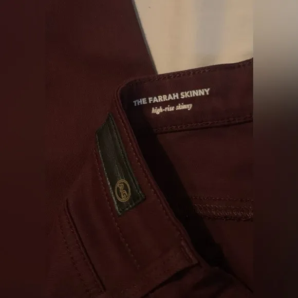 AG Adriano Goldschmied The Farrah Skinny High-rise Jeans Burgundy Women’s 31 New