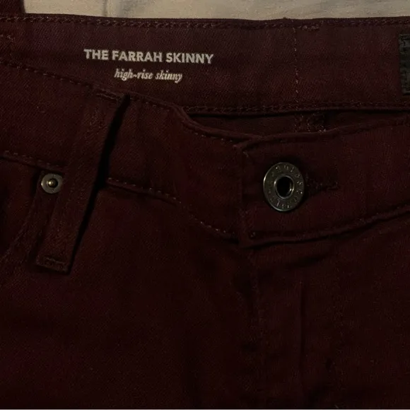 AG Adriano Goldschmied The Farrah Skinny High-rise Jeans Burgundy Women’s 31 New