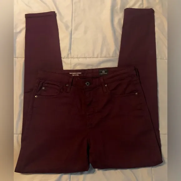 AG Adriano Goldschmied The Farrah Skinny High-rise Jeans Burgundy Women’s 31 New