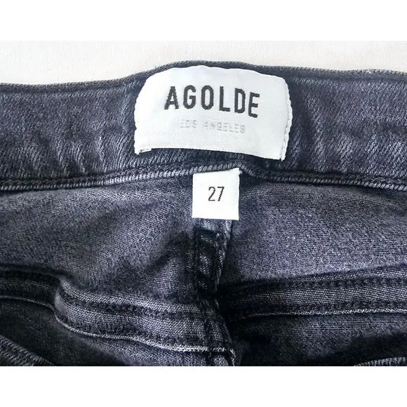 AGOLDE Jeans/ Sophie High Rise Washed Black Distressed Skinny Jeans Size 27