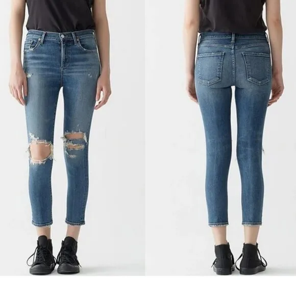 AGOLDE Sophie Distressed High Rise Crop Skinny Jeans