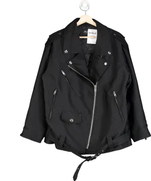 ALIX THE LABEL Black Corduroy Biker Jacket UK M/L
