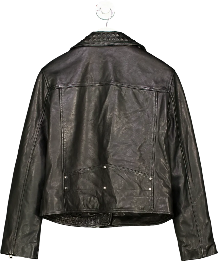 All Saints Black Lyra Pyramid Biker Jacket UK S
