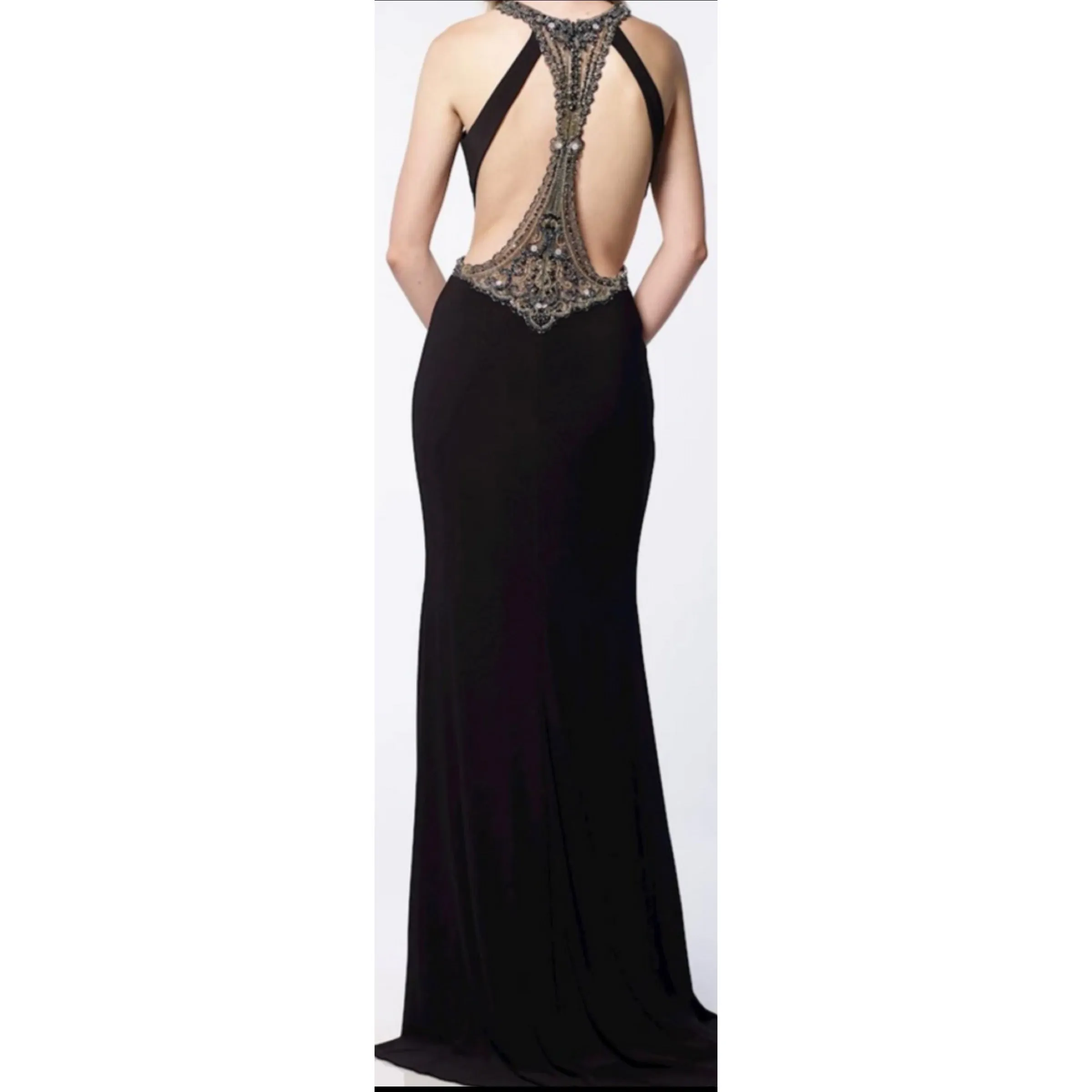ALYCE PARIS Black Long Halter Side Cut-Out Dress Size 4