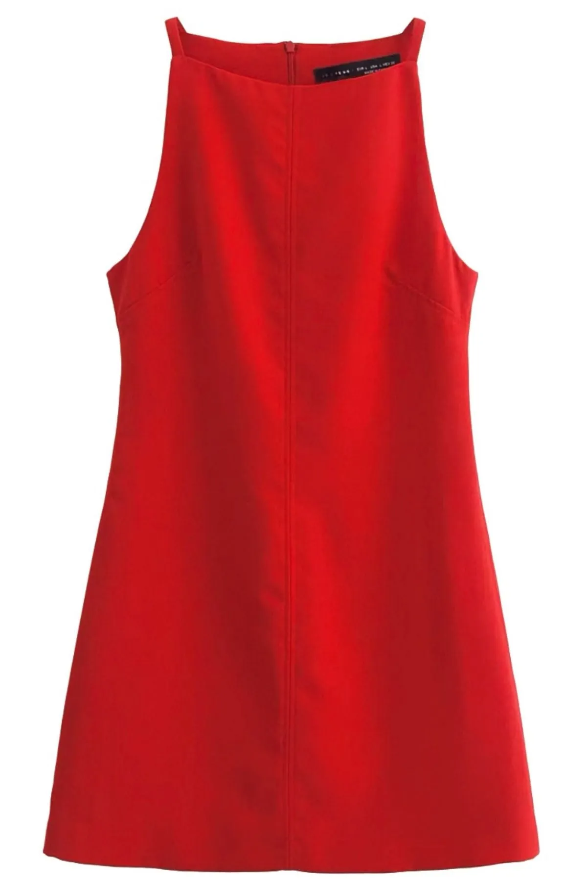 AMINA Square-Neck Mini Dress (Red)