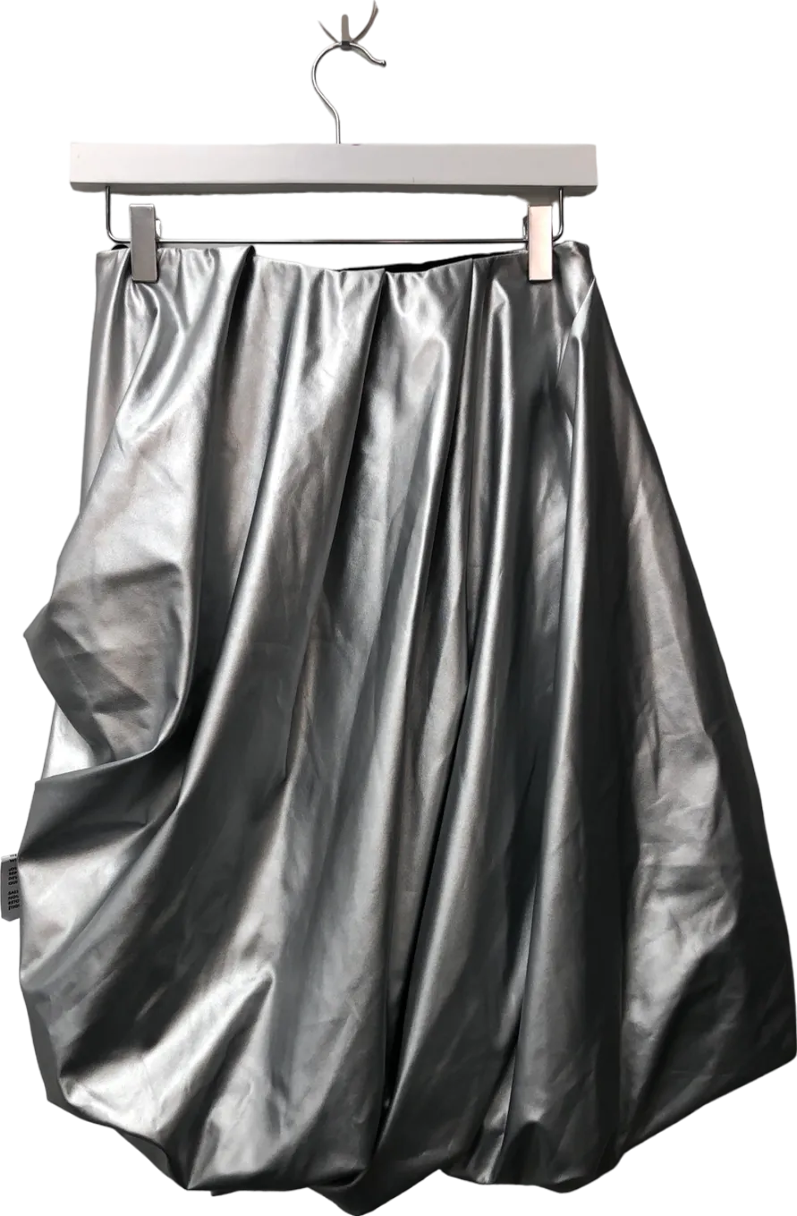 ASOS Ultimate Metallic Bandeau Puff Mini Dress In Silver UK 8