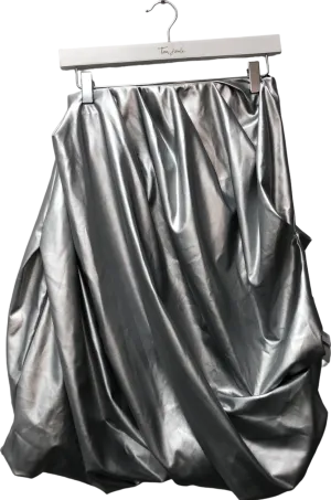 ASOS Ultimate Metallic Bandeau Puff Mini Dress In Silver UK 8