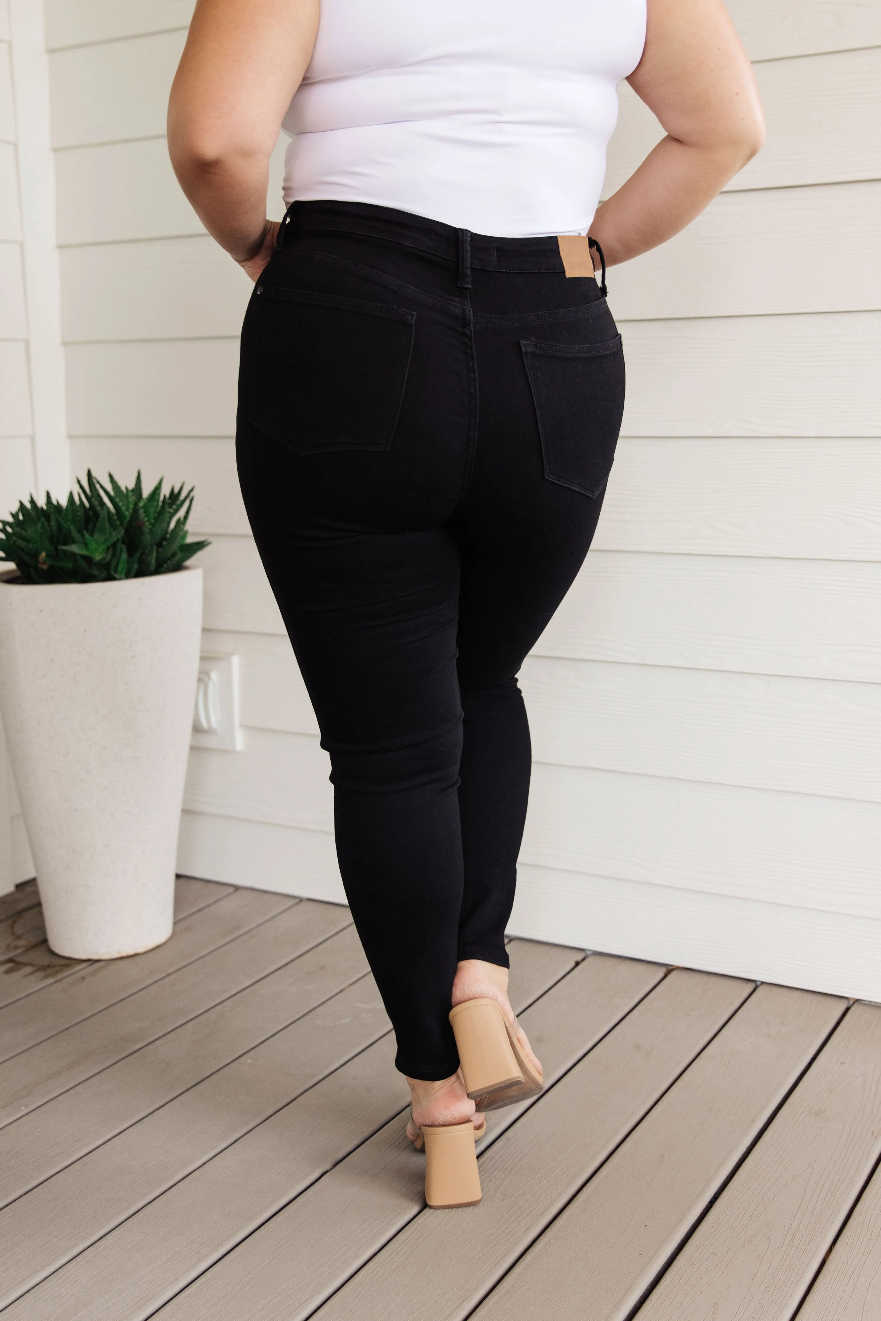 Audrey High Rise Control Top Classic Skinny Jeans in Black by Judy Blue