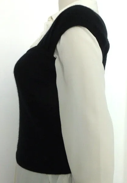 Authentic Chanel Cashmere Cap-sleeve Black Sweater