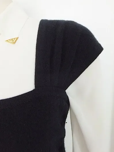 Authentic Chanel Cashmere Cap-sleeve Black Sweater
