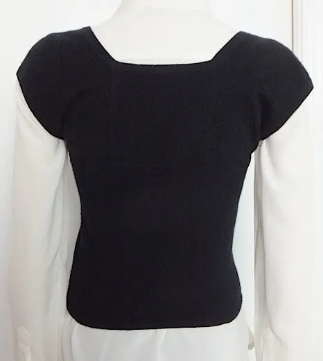 Authentic Chanel Cashmere Cap-sleeve Black Sweater
