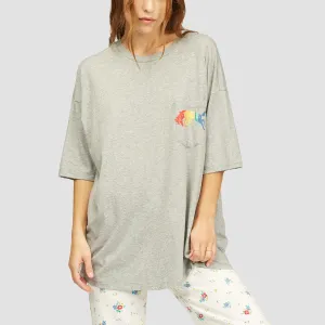 Billabong X Wrangler True Oversized Pocket T-Shirt Athletic Grey - Womens
