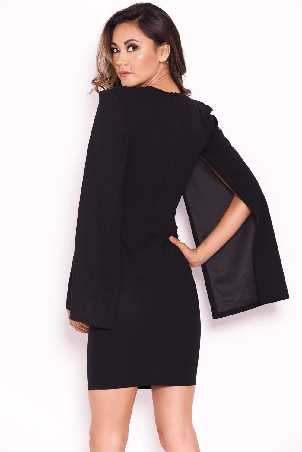 Black Split Sleeve Mini Dress