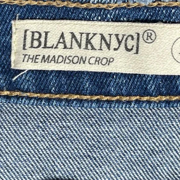 Blank NYC The Madison Crop High Rise Distressed Ripped Jeans Sz 31