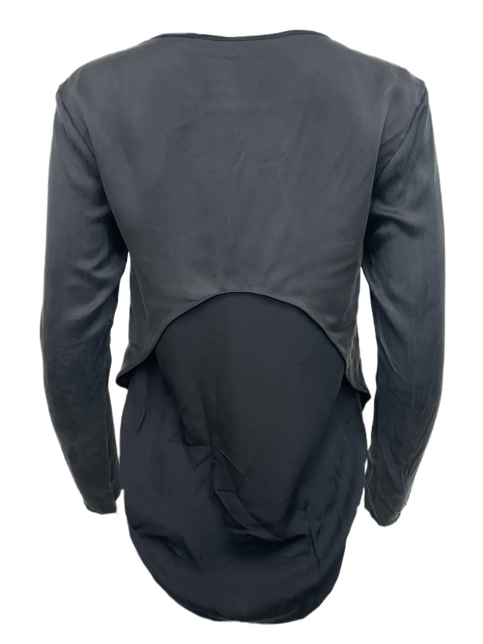 BLK DNM Women's Black Silk Layered Long Sleeve Shirt 78 Size S NWT