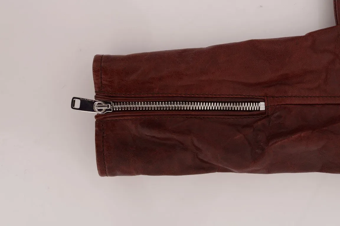 Bordeaux Biker Lambskin Leather Jacket