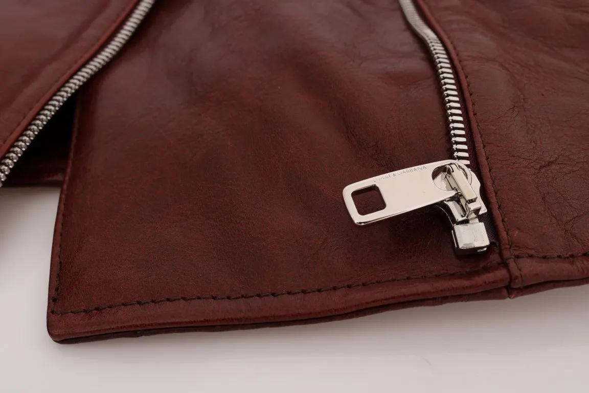 Bordeaux Biker Lambskin Leather Jacket