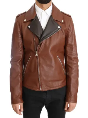 Brown Leather Biker Deerskin Jacket