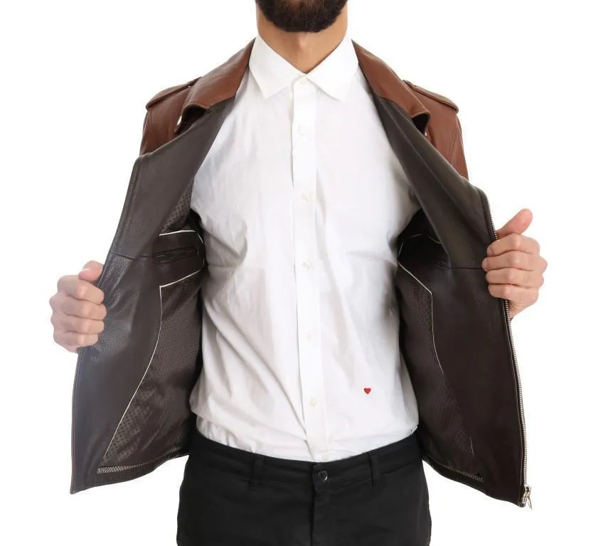 Brown Leather Biker Deerskin Jacket