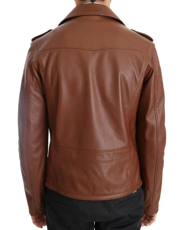 Brown Leather Biker Deerskin Jacket