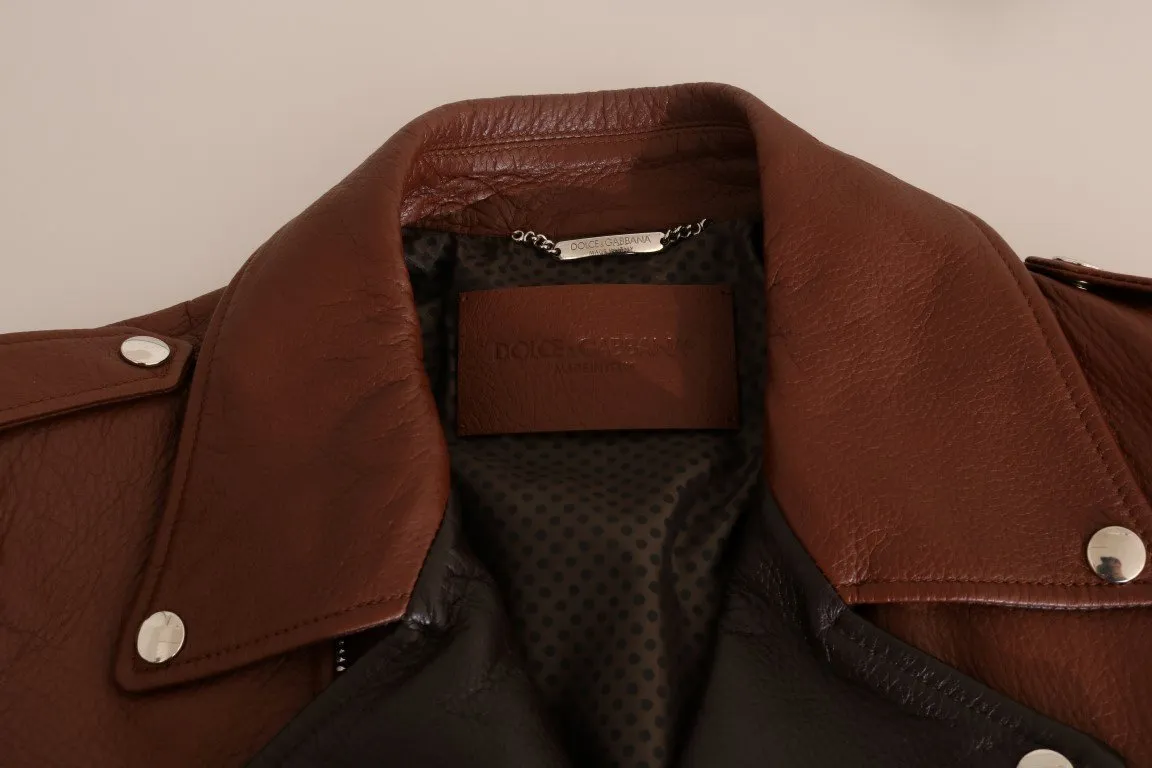 Brown Leather Biker Deerskin Jacket