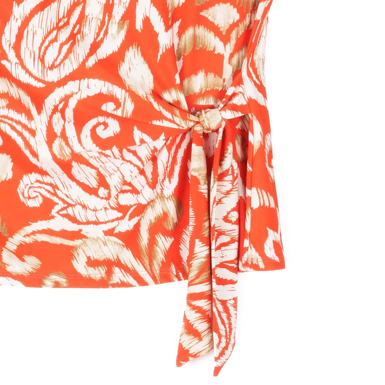 Butter Knit - Cap Sleeve Side Tie Top - Paisley Lotus Coral - Final Sale!
