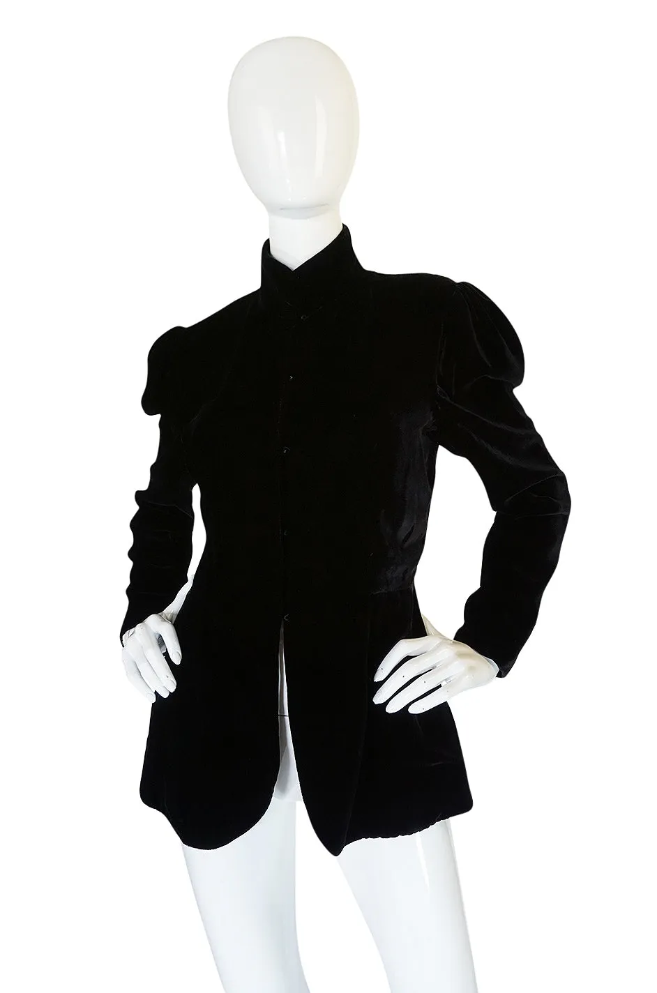 c1975 Thea Porter Couture Black Silk Velvet 'Chazara' Jacket