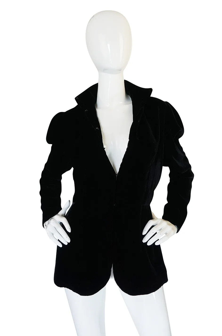 c1975 Thea Porter Couture Black Silk Velvet 'Chazara' Jacket