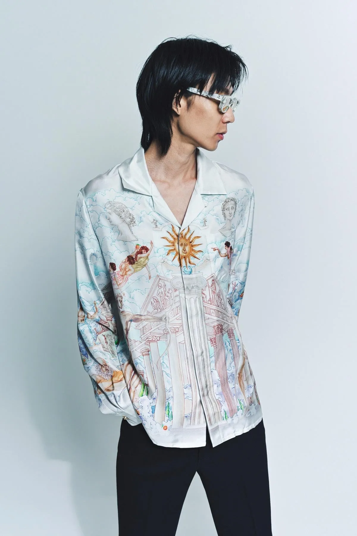CASABLANCA | LE TEMPLE LONG SLEEVE SILK SHIRT