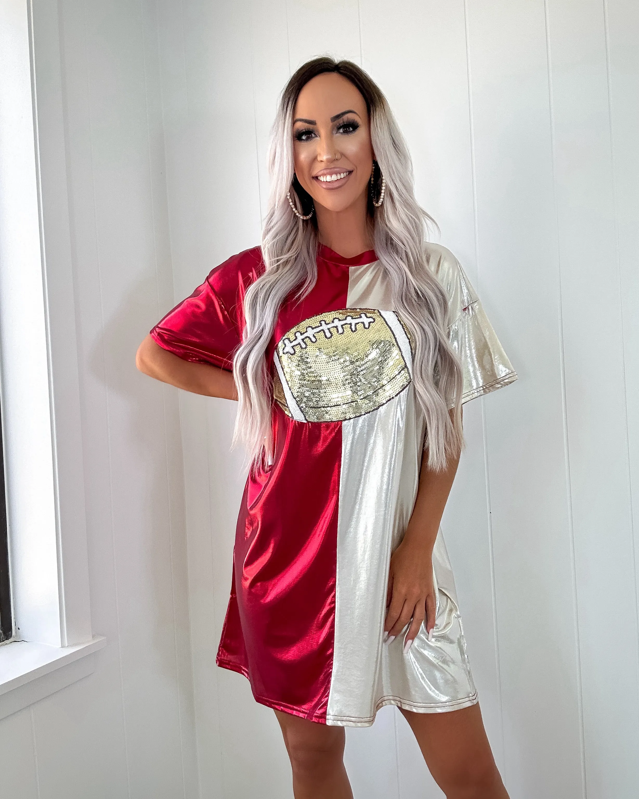 Championship Wear Split Football Dress - Burgundy/Silver