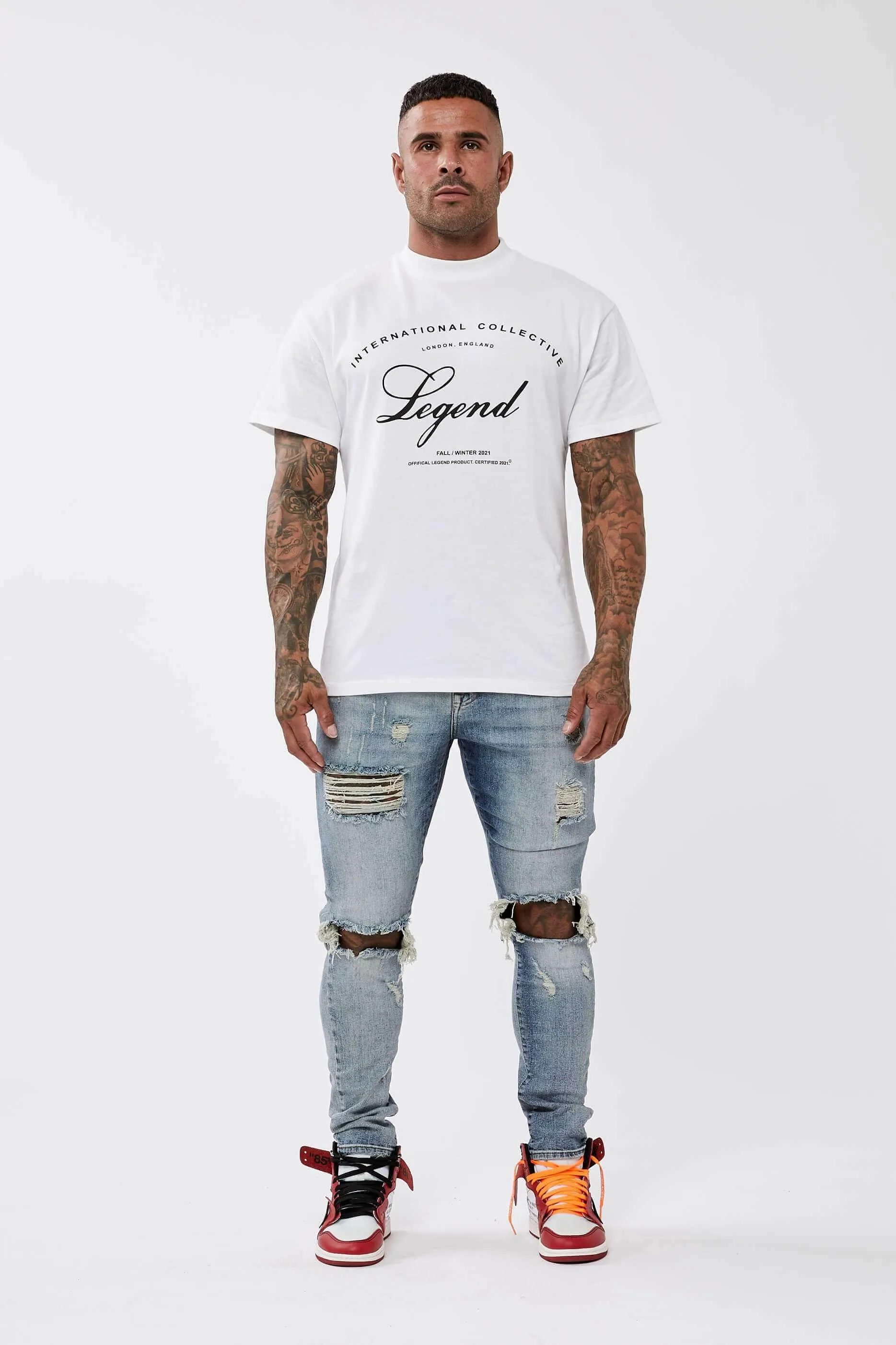 COLLECTIVE PRINT OVERSIZED T-SHIRT - WHITE