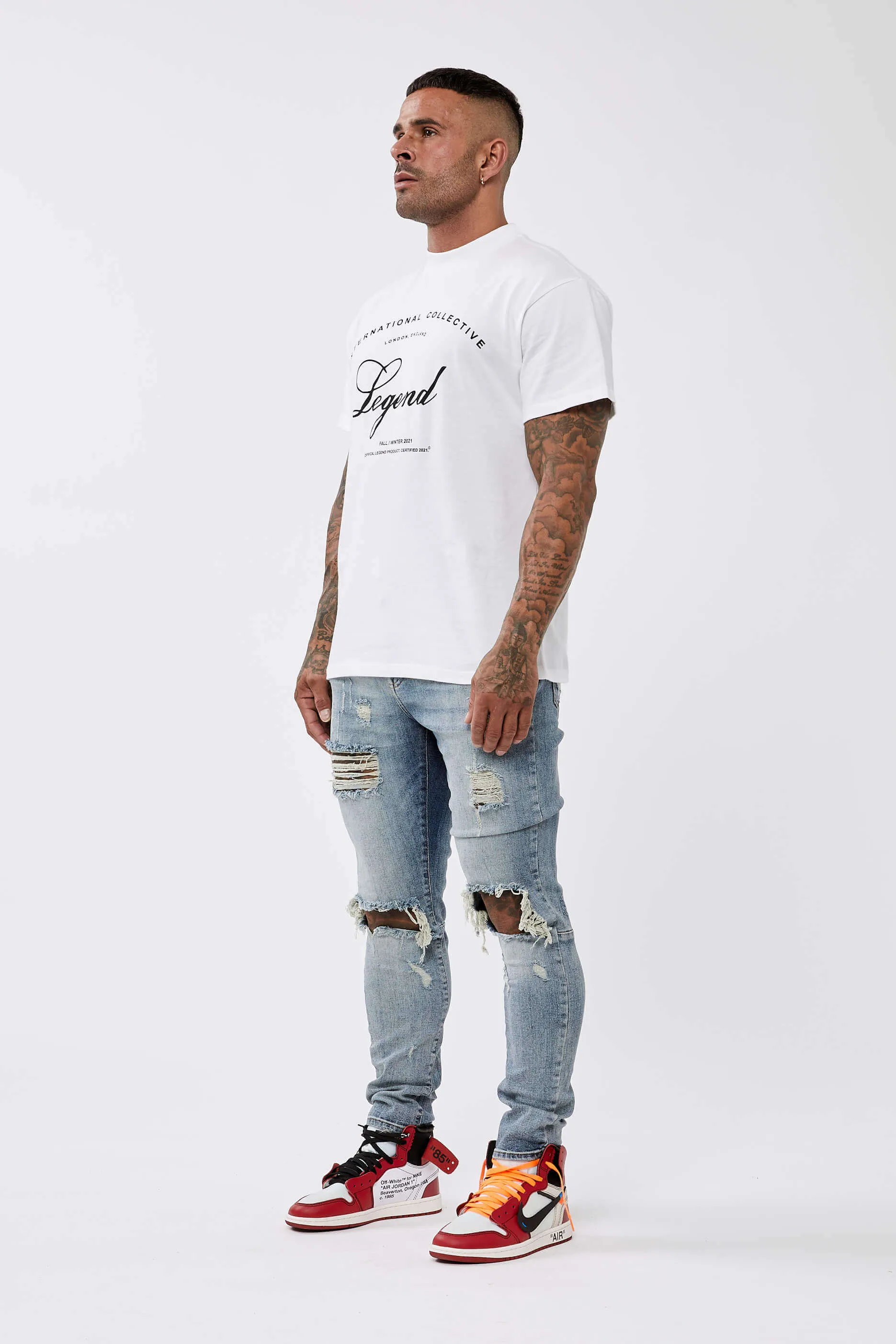 COLLECTIVE PRINT OVERSIZED T-SHIRT - WHITE