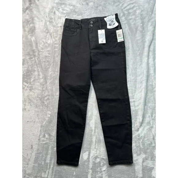Curve Appeal Women Sz 8/29 Black Jeans Curvy Fit Skinny Stretch Denim Ladies NWT